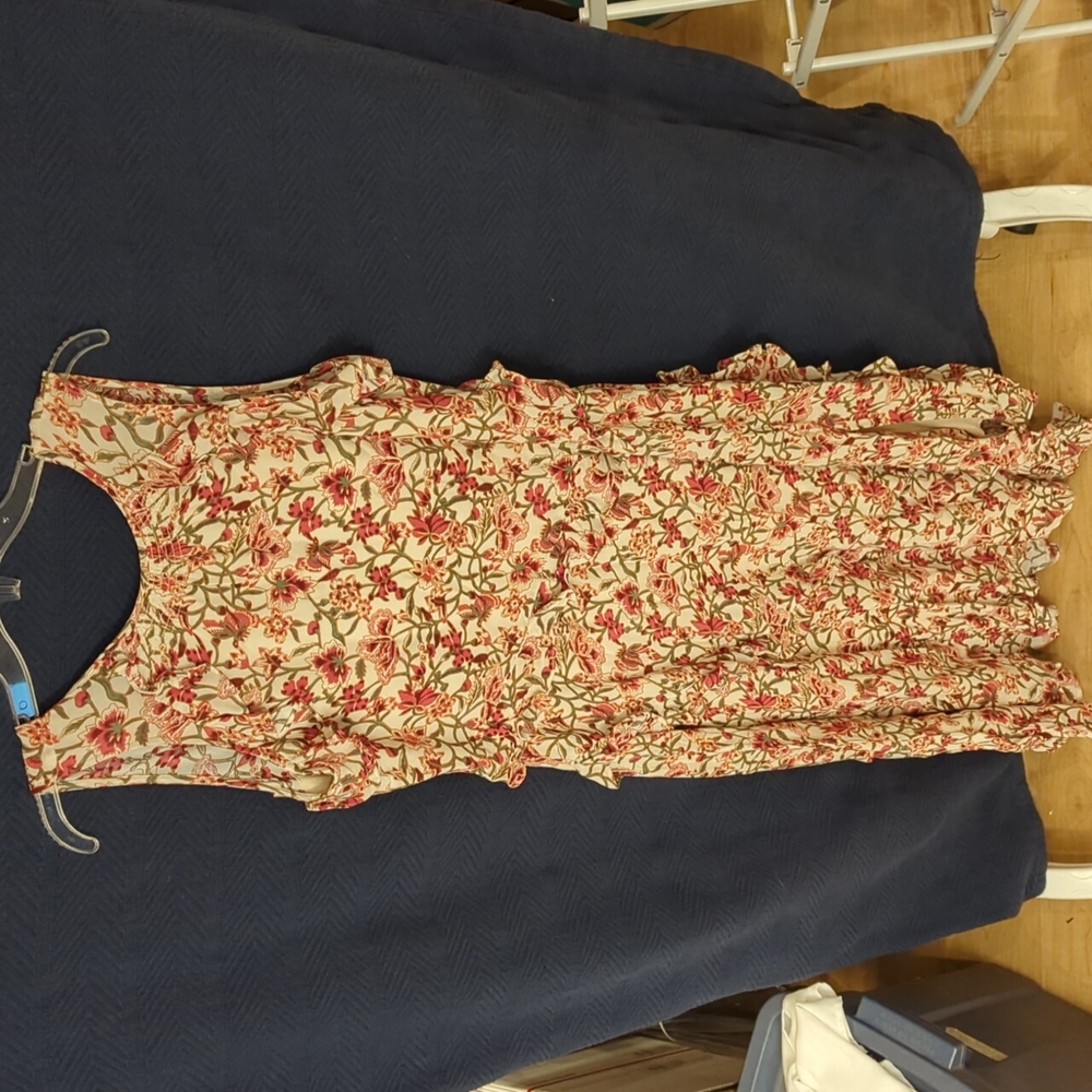 NWT Sundance Size M Sleeveless Ruffled Maxi Dress Floral Boho